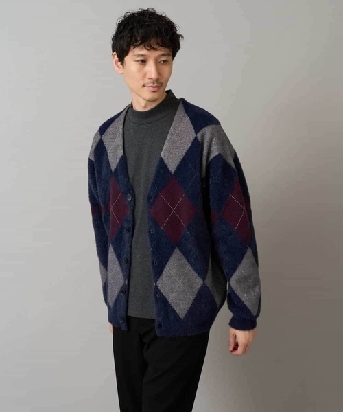 a.v.v(アーヴェヴェ)の「【洗濯で洗える】シャギーアーガイルワイドシルエットカーディガン(カーディガン/ボレロ・メンズ・ブラック/ネイビー・46/48)」の10枚目の写真