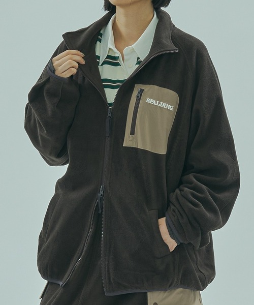 SPALDING(スポルディング)の「(SPALDING x ROSE BUD)FLEECE JACKET(その他アウター・レディース・ホワイト/ブラウン・ONE SIZE)」の1枚目の写真