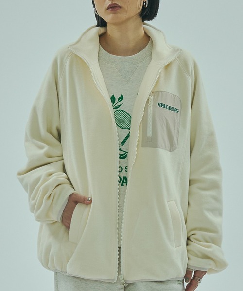 SPALDING(スポルディング)の「(SPALDING x ROSE BUD)FLEECE JACKET(その他アウター・レディース・ホワイト/ブラウン・ONE SIZE)」の2枚目の写真