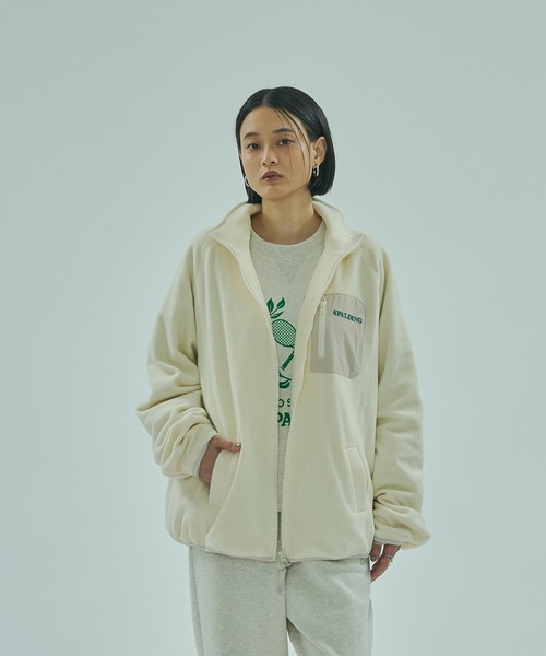 SPALDING(スポルディング)の「(SPALDING x ROSE BUD)FLEECE JACKET(その他アウター・レディース・ホワイト/ブラウン・ONE SIZE)」の3枚目の写真