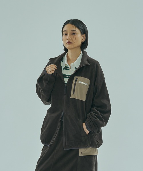 SPALDING(スポルディング)の「(SPALDING x ROSE BUD)FLEECE JACKET(その他アウター・レディース・ホワイト/ブラウン・ONE SIZE)」の15枚目の写真