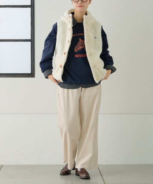 GEVACO（ゲバコ）の「【GEVACO】ボアフリースフードベスト（ベスト・レディース・オレンジ/ネイビー/グレー/アイボリー・ONE SIZE/LARGE）」の15枚目の写真