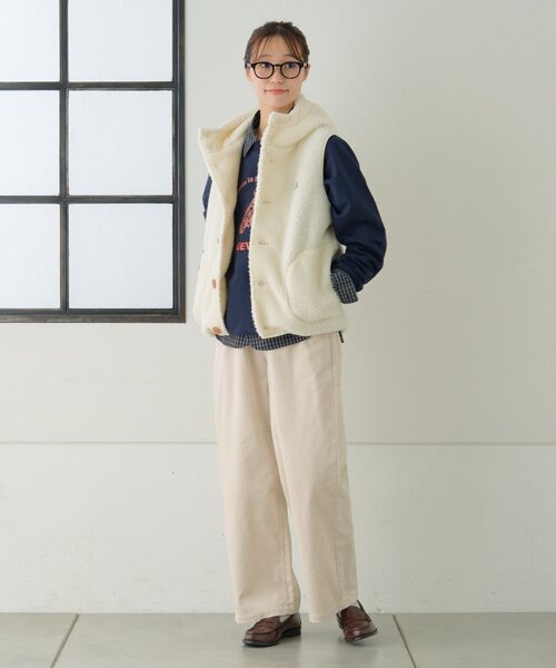 GEVACO（ゲバコ）の「【GEVACO】ボアフリースフードベスト（ベスト・レディース・オレンジ/ネイビー/グレー/アイボリー・ONE SIZE/LARGE）」の16枚目の写真