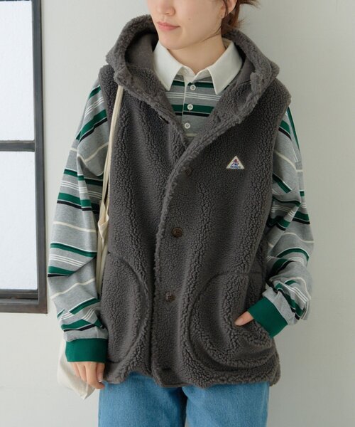 GEVACO（ゲバコ）の「【GEVACO】ボアフリースフードベスト（ベスト・レディース・オレンジ/ネイビー/グレー/アイボリー・ONE SIZE/LARGE）」の21枚目の写真