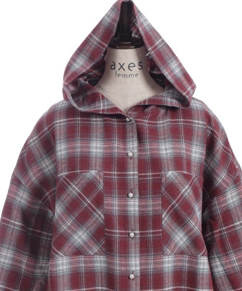 axes femme（アクシーズファム）の「フード付きチェック柄シャツ（シャツ/ブラウス・レディース・レッド/ブラウン/ブラック・FREE）」の9枚目の写真