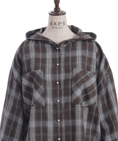 axes femme（アクシーズファム）の「フード付きチェック柄シャツ（シャツ/ブラウス・レディース・レッド/ブラウン/ブラック・FREE）」の16枚目の写真