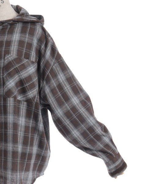 axes femme（アクシーズファム）の「フード付きチェック柄シャツ（シャツ/ブラウス・レディース・レッド/ブラウン/ブラック・FREE）」の18枚目の写真