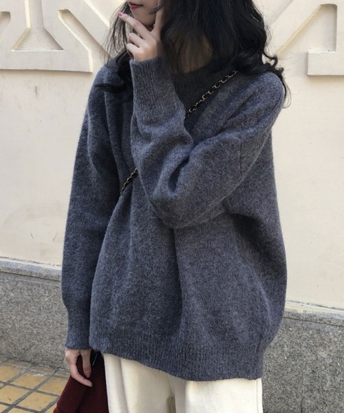 SallyLunn(サリーラン)の「クルーネックシンプルニット(ニット/セーター・レディース・ネイビー/モカ/ホワイト/ブラック・FREE)」の6枚目の写真