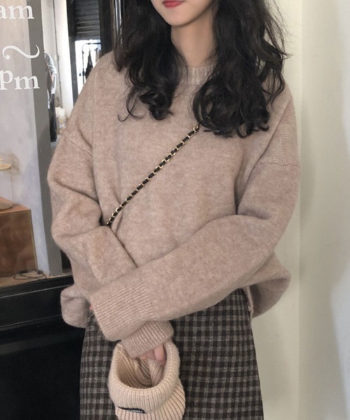 SallyLunn(サリーラン)の「クルーネックシンプルニット(ニット/セーター・レディース・ネイビー/モカ/ホワイト/ブラック・FREE)」の7枚目の写真