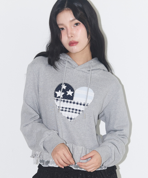 ILLIGO(イリゴ)の「タイニーレース フードパーカー メランジ(パーカー・レディース・その他・SMALL)」の2枚目の写真