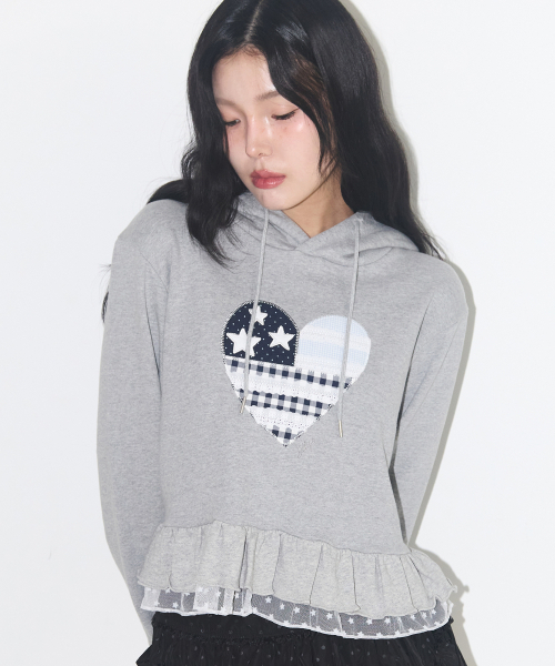 ILLIGO(イリゴ)の「タイニーレース フードパーカー メランジ(パーカー・レディース・その他・SMALL)」の3枚目の写真