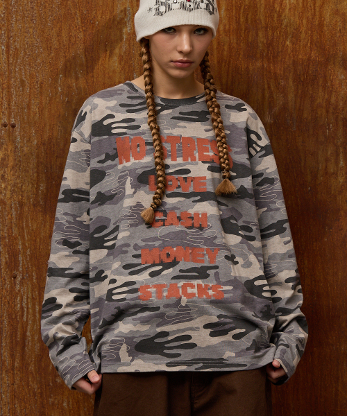 HOODHOOD（フッドフッド）の「NO STRESS ロングスリーブTシャツ カモ（Tシャツ/カットソー・レディース・その他・1/2）」の6枚目の写真