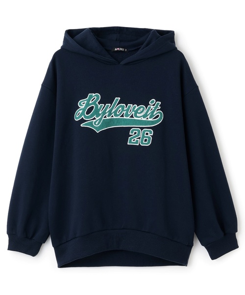 by LOVEiT（バイラビット）の「アップリケフーディ（パーカー・キッズ・チャコール/ホワイト系その他/ネイビー・150cm/120cm/130cm/140cm/160cm）」の3枚目の写真