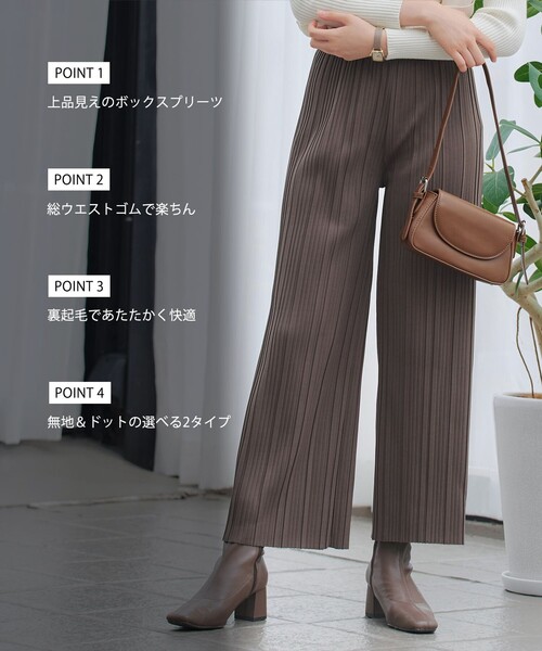 Tiaclasse(ティアクラッセ)の「裏起毛ボックスプリーツパンツ(その他パンツ・レディース・ブラウン/ドット/チャコールグレー・L/M)」の7枚目の写真