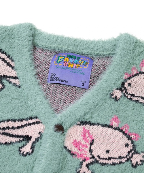ゴースローキャラバン　ウーパールーパー柄ニットカーディガン　ダークグリーン 楽天市場】go slow caravan ゴースローキャラバン / ウーパールーパー