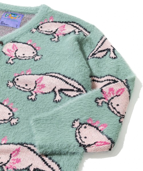 ゴースローキャラバン　ウーパールーパー柄ニットカーディガン　ダークグリーン 楽天市場】go slow caravan/(M)ウーパールーパージャガードニット