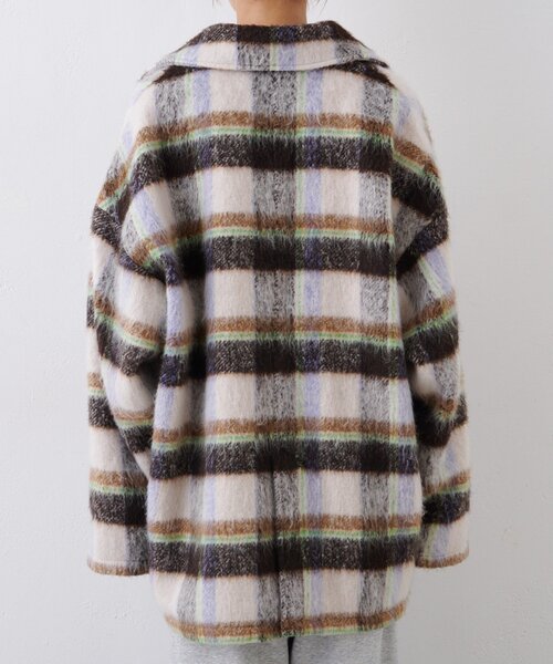 HELLO.SANFRANCISCO（ハローサンフランシスコ）の「【HELLO.SANFRANCISCO/ハローサンフランシスコ】チェックシャギーオーバーコート（その他アウター・レディース・ホワイト/ブラウン・ONE SIZE）」の18枚目の写真