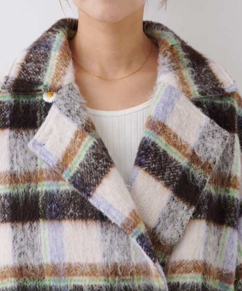 HELLO.SANFRANCISCO（ハローサンフランシスコ）の「【HELLO.SANFRANCISCO/ハローサンフランシスコ】チェックシャギーオーバーコート（その他アウター・レディース・ホワイト/ブラウン・ONE SIZE）」の19枚目の写真