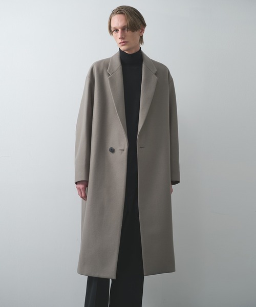 STUDIOUS（ステュディオス）の「【STUDIOUS】Super140 Wool Melton Over Chester Coat/S140ウールメルトンオーバーチェスター（チェスターコート・メンズ・ダークグリーン/ブラック/グレイッシュベージュ・1/2）」の3枚目の写真