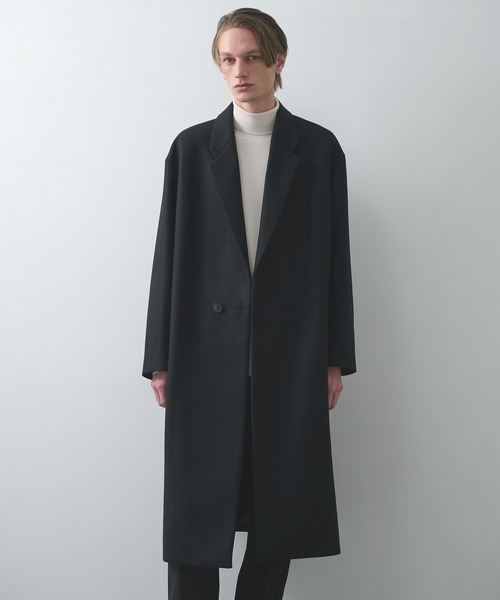 STUDIOUS（ステュディオス）の「【STUDIOUS】Super140 Wool Melton Over Chester Coat/S140ウールメルトンオーバーチェスター（チェスターコート・メンズ・ダークグリーン/ブラック/グレイッシュベージュ・1/2）」の2枚目の写真