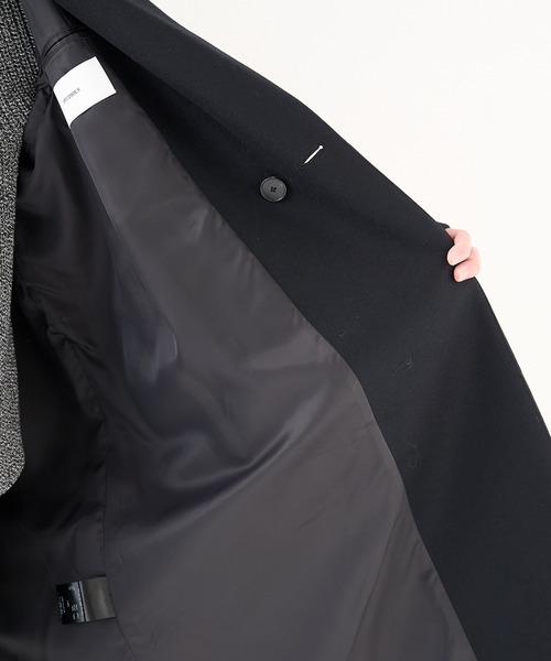 STUDIOUS（ステュディオス）の「【STUDIOUS】Super140 Wool Melton Over Chester Coat/S140ウールメルトンオーバーチェスター（チェスターコート・メンズ・ダークグリーン/ブラック/グレイッシュベージュ・1/2）」の4枚目の写真