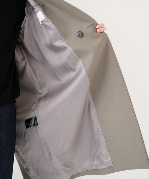 STUDIOUS（ステュディオス）の「【STUDIOUS】Super140 Wool Melton Over Chester Coat/S140ウールメルトンオーバーチェスター（チェスターコート・メンズ・ダークグリーン/ブラック/グレイッシュベージュ・1/2）」の8枚目の写真