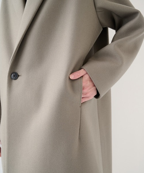 STUDIOUS（ステュディオス）の「【STUDIOUS】Super140 Wool Melton Over Chester Coat/S140ウールメルトンオーバーチェスター（チェスターコート・メンズ・ダークグリーン/ブラック/グレイッシュベージュ・1/2）」の10枚目の写真