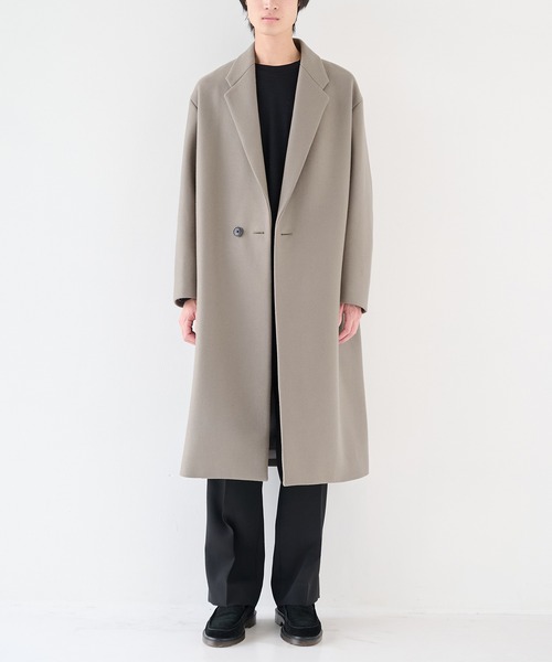 STUDIOUS（ステュディオス）の「【STUDIOUS】Super140 Wool Melton Over Chester Coat/S140ウールメルトンオーバーチェスター（チェスターコート・メンズ・ダークグリーン/ブラック/グレイッシュベージュ・1/2）」の17枚目の写真