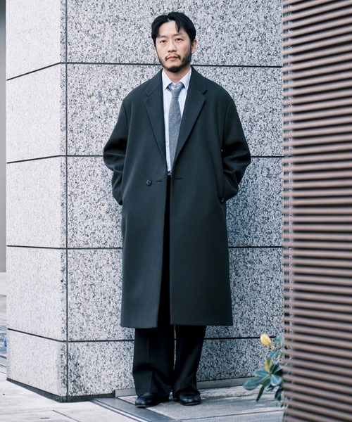 STUDIOUS】Super140 Wool Melton Over Chester Coat/S140ウール