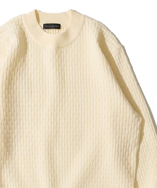 TETE HOMME（テットオム）の「【WEB限定】ブリスター編みウォッシャブルモックネックニット（ニット/セーター・メンズ・ブラック/アイボリー/ネイビー/ライトグレー/ブラウン・MEDIUM/LARGE/X-LARGE）」の4枚目の写真
