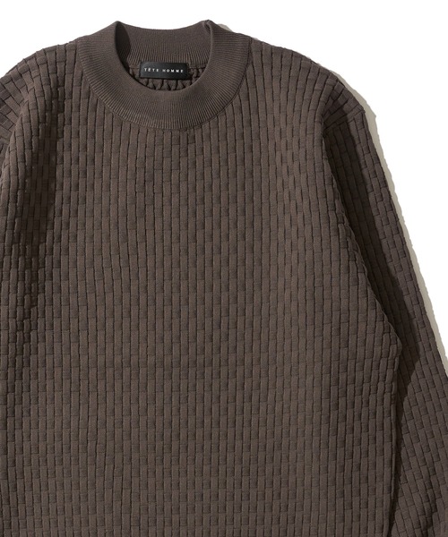 TETE HOMME（テットオム）の「【WEB限定】ブリスター編みウォッシャブルモックネックニット（ニット/セーター・メンズ・ブラック/アイボリー/ネイビー/ライトグレー/ブラウン・MEDIUM/LARGE/X-LARGE）」の3枚目の写真