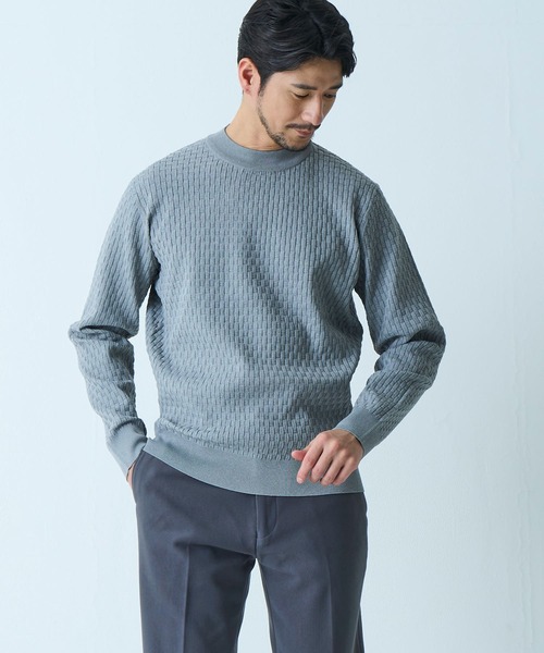 TETE HOMME（テットオム）の「【WEB限定】ブリスター編みウォッシャブルモックネックニット（ニット/セーター・メンズ・ブラック/アイボリー/ネイビー/ライトグレー/ブラウン・MEDIUM/LARGE/X-LARGE）」の7枚目の写真