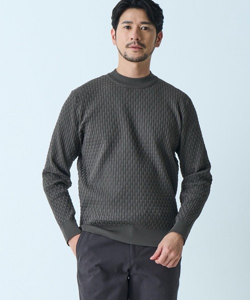 TETE HOMME（テットオム）の「【WEB限定】ブリスター編みウォッシャブルモックネックニット（ニット/セーター・メンズ・ブラック/アイボリー/ネイビー/ライトグレー/ブラウン・MEDIUM/LARGE/X-LARGE）」の8枚目の写真