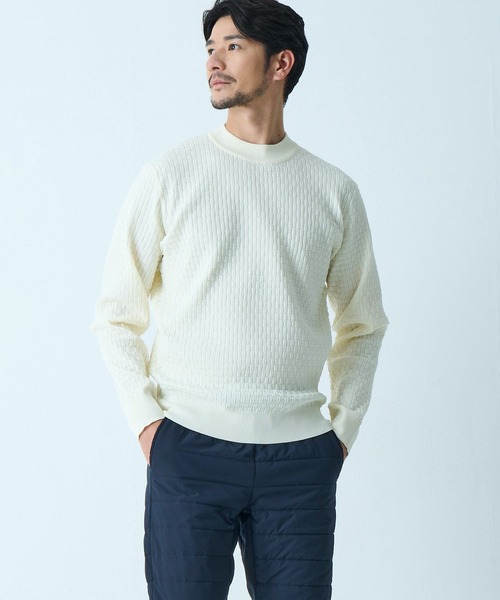 TETE HOMME（テットオム）の「【WEB限定】ブリスター編みウォッシャブルモックネックニット（ニット/セーター・メンズ・ブラック/アイボリー/ネイビー/ライトグレー/ブラウン・MEDIUM/LARGE/X-LARGE）」の9枚目の写真