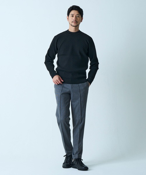 TETE HOMME（テットオム）の「【WEB限定】ブリスター編みウォッシャブルモックネックニット（ニット/セーター・メンズ・ブラック/アイボリー/ネイビー/ライトグレー/ブラウン・MEDIUM/LARGE/X-LARGE）」の11枚目の写真
