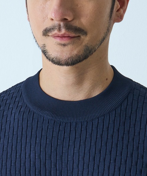 TETE HOMME（テットオム）の「【WEB限定】ブリスター編みウォッシャブルモックネックニット（ニット/セーター・メンズ・ブラック/アイボリー/ネイビー/ライトグレー/ブラウン・MEDIUM/LARGE/X-LARGE）」の16枚目の写真