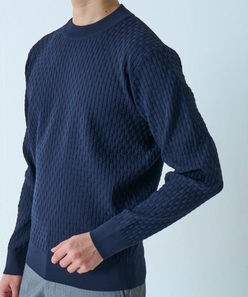 TETE HOMME（テットオム）の「【WEB限定】ブリスター編みウォッシャブルモックネックニット（ニット/セーター・メンズ・ブラック/アイボリー/ネイビー/ライトグレー/ブラウン・MEDIUM/LARGE/X-LARGE）」の17枚目の写真