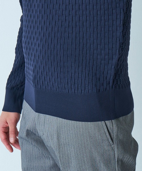 TETE HOMME（テットオム）の「【WEB限定】ブリスター編みウォッシャブルモックネックニット（ニット/セーター・メンズ・ブラック/アイボリー/ネイビー/ライトグレー/ブラウン・MEDIUM/LARGE/X-LARGE）」の18枚目の写真
