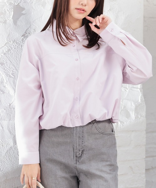 Honeys（ハニーズ）の「裾バルーンシャツ（シャツ/ブラウス・レディース・サックスブルー/ホワイト/ラベンダー/ブラック・L/S/M）」の4枚目の写真