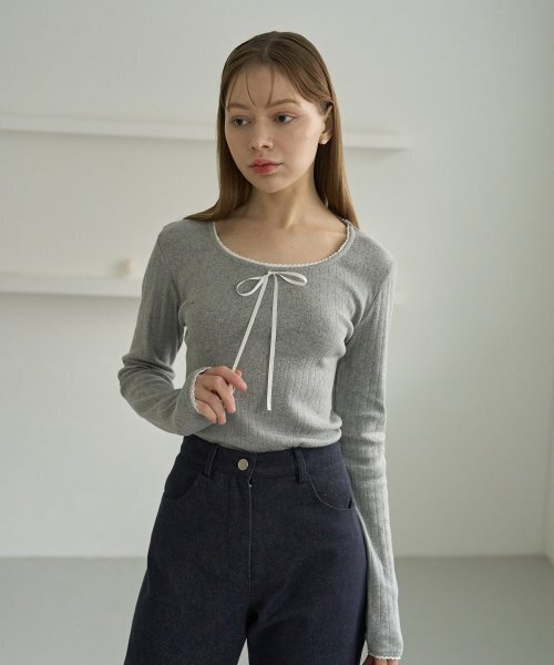 5OML(オーオーエムエル)の「レースパンチングリボンロングスリーブ(ブラック)(Tシャツ/カットソー・レディース・ブラック・LARGE/MEDIUM)」の7枚目の写真