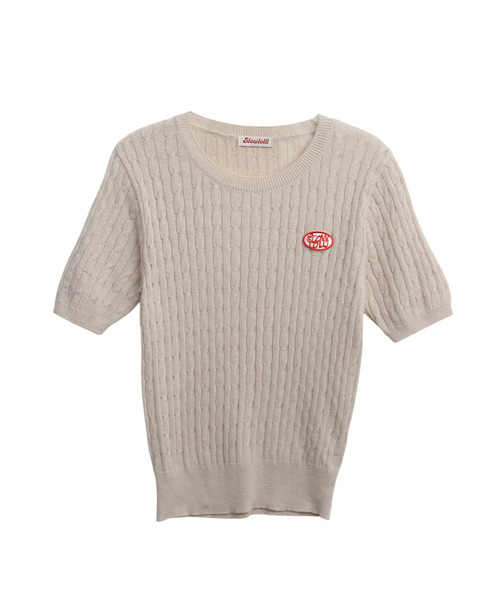 SLOWLOLLI(スローローリ)の「Half sleeve cable knit - Mint(Tシャツ/カットソー・レディース・グレー/スカイブルー/ブラック/アイボリー/ブラウン/ミント/ネイビー/イエロー/オートミール・FREE)」の6枚目の写真