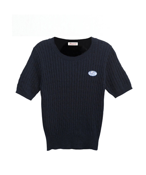 SLOWLOLLI(スローローリ)の「Half sleeve cable knit - Mint(Tシャツ/カットソー・レディース・グレー/スカイブルー/ブラック/アイボリー/ブラウン/ミント/ネイビー/イエロー/オートミール・FREE)」の8枚目の写真