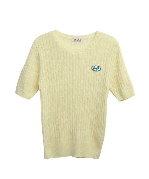 SLOWLOLLI(スローローリ)の「Half sleeve cable knit - Mint(Tシャツ/カットソー・レディース・グレー/スカイブルー/ブラック/アイボリー/ブラウン/ミント/ネイビー/イエロー/オートミール・FREE)」の9枚目の写真
