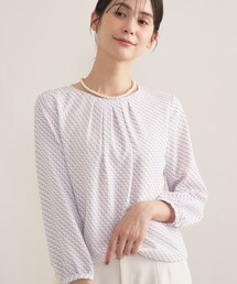 【洗える／透けにくい】ダイヤ柄プリントブラウス