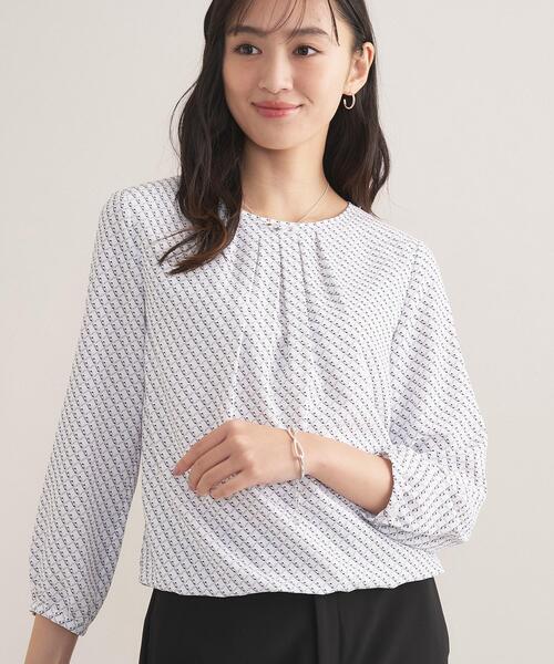 セール】【セレモニー／洗える／透けにくい】ダイヤ柄プリントブラウス