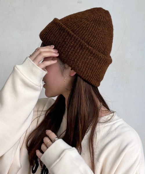 DouDou（ドゥドゥ）の「メランジリブニットワッチ（ハット・レディース・グレー/ブラック/ブラウン・FREE）」の3枚目の写真