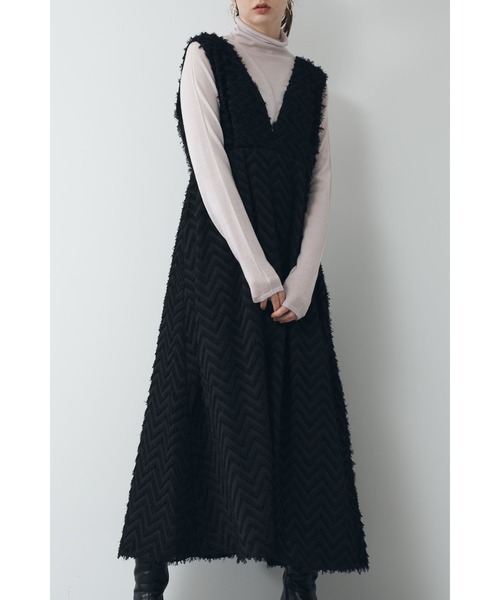 Limue（リミュ）の「ジャガードジャンパースカート（ジャンパースカート・レディース・アイボリー/ブラック・FREE）」の2枚目の写真