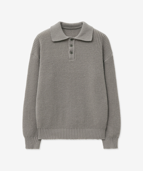 BLOND9(ブロンドナイン)の「ハチTエリニット_グレー(ニット/セーター・メンズ・その他・MEDIUM/LARGE/X-LARGE)」の1枚目の写真