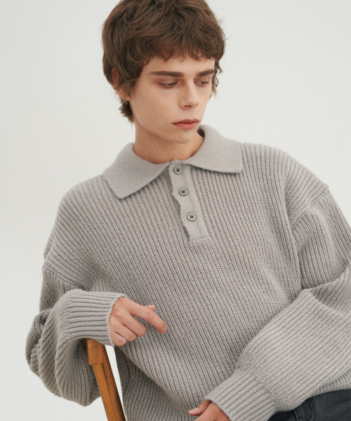 BLOND9(ブロンドナイン)の「ハチTエリニット_グレー(ニット/セーター・メンズ・その他・MEDIUM/LARGE/X-LARGE)」の3枚目の写真