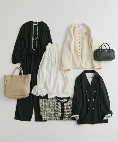 PUAL CE CIN（ピュアルセシン）の「ツイードライクニットカーディガン（カーディガン/ボレロ・レディース・ネイビー/アイボリー/ブラック系その他・FREE）」の6枚目の写真